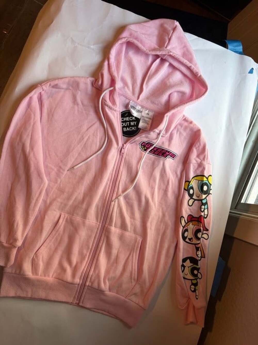 Powerpuff Girls Pink Zip-Up Hoodie — XS, New with Tags